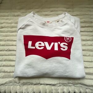 Levi's White Crewneck Sweatshirt with Red Logo - Sz M